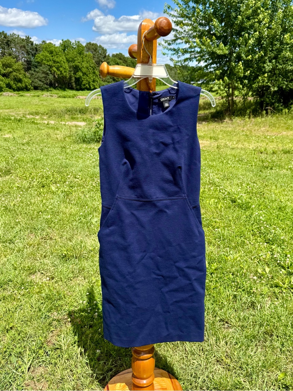 DKNY Navy Sleeveless Cotton Dress